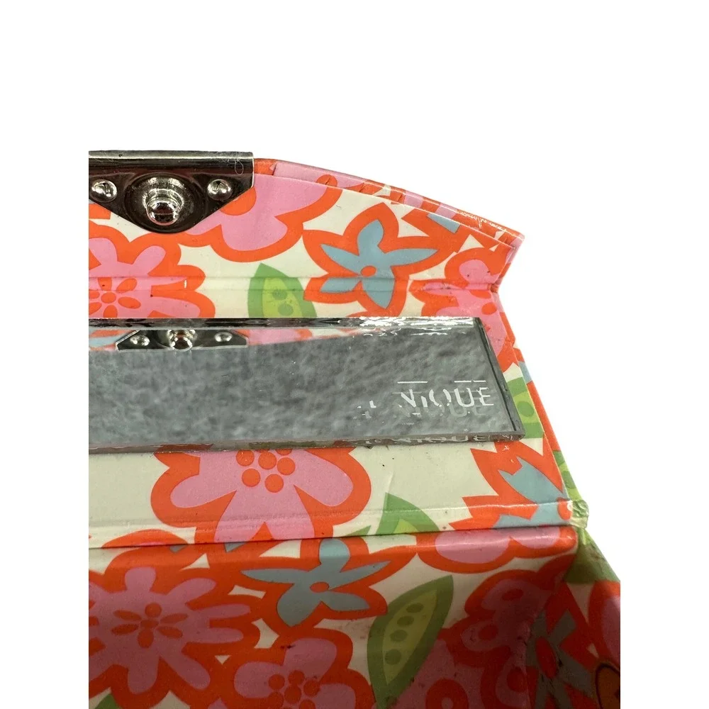 Vintage Clinique Floral Lipstick Case with Mirror Retro Pink Orange Flower Print